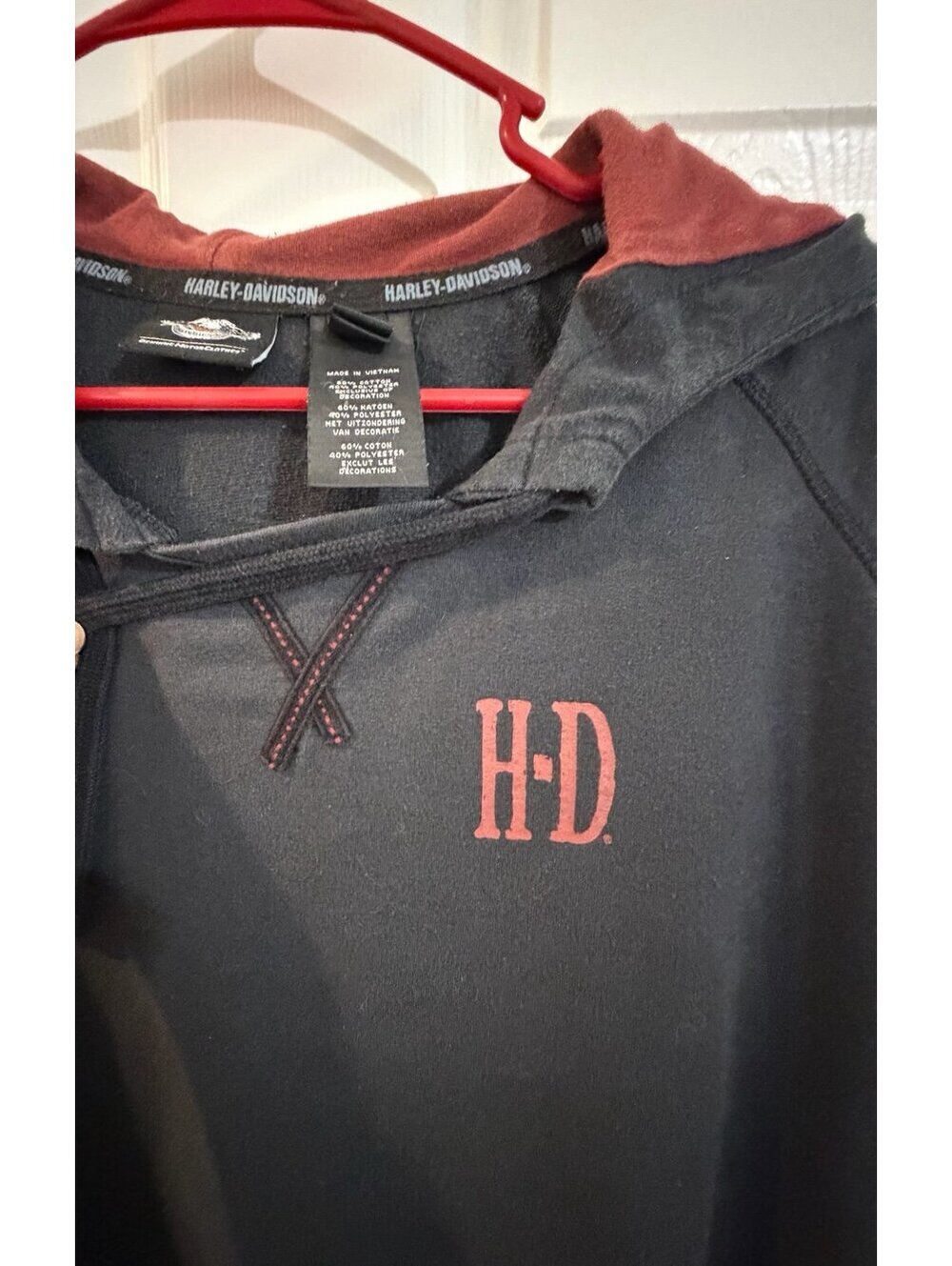 Harley Davidson MOTORCYCLES Black ORANGE Hoodie H-D Logo XL SIZE